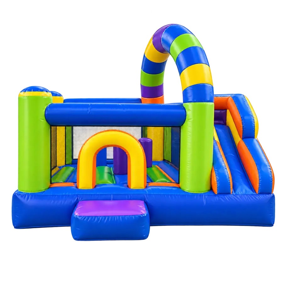Pelotero inflable multicolor con entrada y tobogán